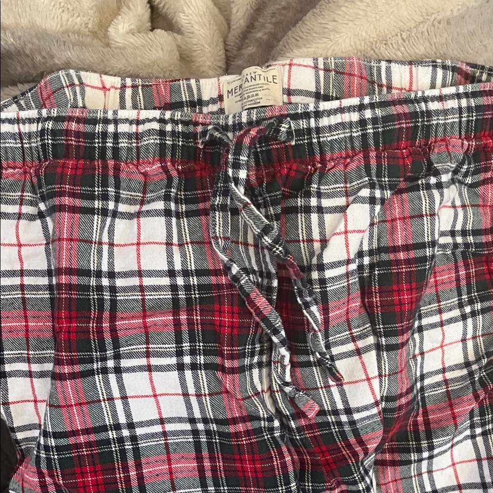 J Crew  Red Black and White Plaid Flannel Lounge Pants
